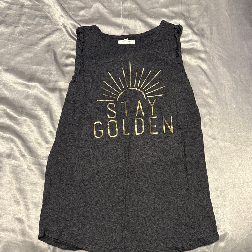 Maurices Black Muscle Tee with Gold Graphic